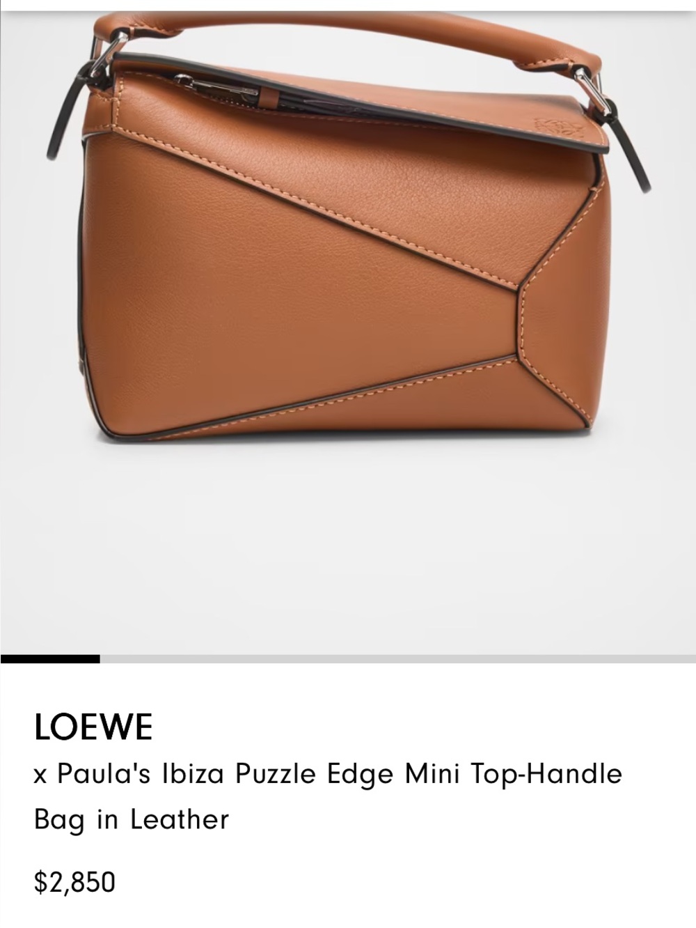 Loewe Puzzle Edge Mini Top-Handle Bag in Tan (no shoulder strap)